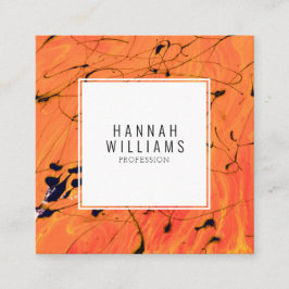 Cartão De Visita Quadrado Padrão de Pintura de Terracotta Laranja Moderno Có