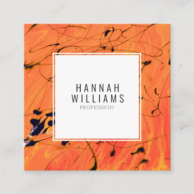 Cartão De Visita Quadrado Padrão de Pintura de Terracotta Laranja Moderno Có (Frente)