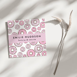 Cartão De Visita Quadrado Padrão De Rosquinhas Rosa, Compro De Bolo, Compro 