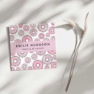 Cartão De Visita Quadrado Padrão De Rosquinhas Rosa, Compro De Bolo, Compro 