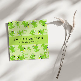 Cartão De Visita Quadrado Padrão de sapo, Centro de Reprodução de Crianças, 