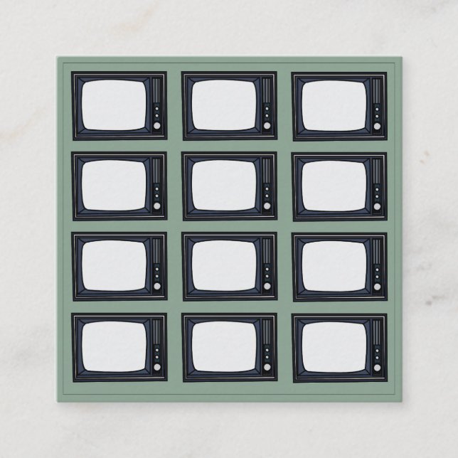 Cartão De Visita Quadrado Padrão de TV retrô clássico antigo (Frente)