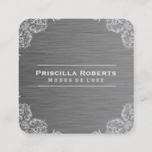 Cartão De Visita Quadrado Padrão do rico   Fundo de aço metálico