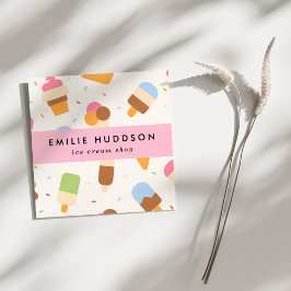 Cartão De Visita Quadrado Padrão do sorvete, Compro do Sorvete, Parlo do Sor