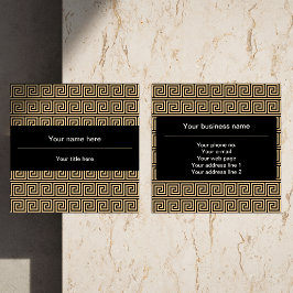 Cartão De Visita Quadrado Padrão dos Quadrados-Chave Gregos Meander Brown