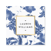 Padrão Floral Branco e Azul da Vintage