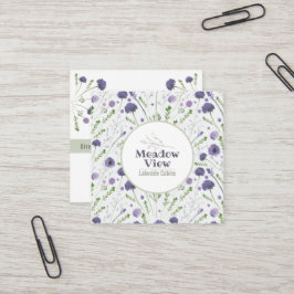 Cartão De Visita Quadrado Padrão Floral de Cor de Água Púrpura Elegante