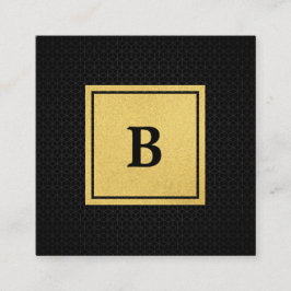 Cartão De Visita Quadrado Padrão Geométrico com Monograma Faux Gold Foil