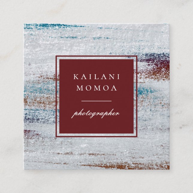 Cartão De Visita Quadrado Padrão pintado por Abstrato de Terra moderno (Frente)