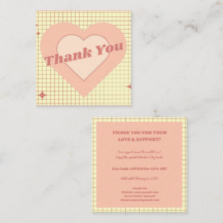 Cartão De Visita Quadrado Padrão Verificado pelo Coração Hipnético Rosa Muit