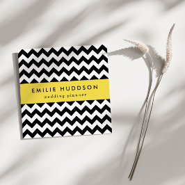Cartão De Visita Quadrado Padrão Zigzag preto e branco, padrão Chevron