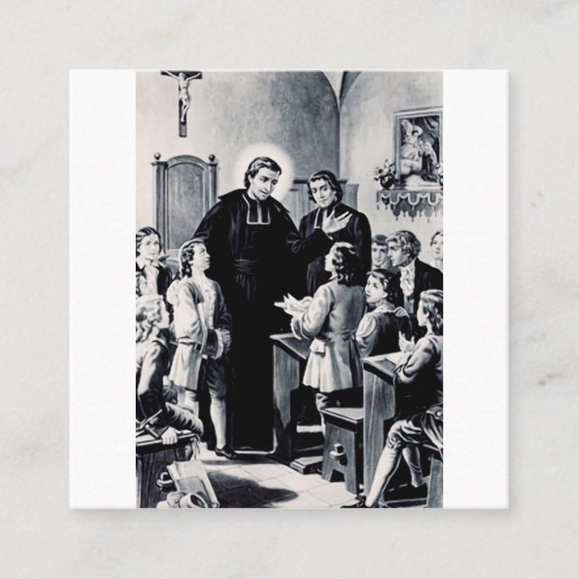 Cartão De Visita Quadrado padre francês santo Louis de Montfort (Frente)