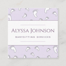 Cartão De Visita Quadrado Padrões de Bebês Babysitter Nanny Criança Care Div