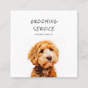 Cartão De Visita Quadrado Padrões de Cachorro de Poodle Impresso em Groomin