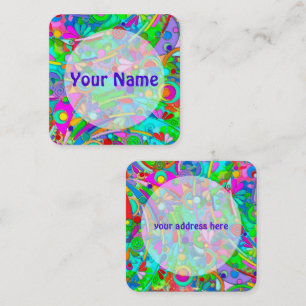 Cartão De Visita Quadrado Padrões De Mão E Digitalmente Pintados Artigo 18º