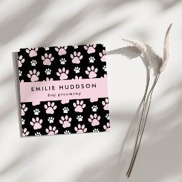 Cartão De Visita Quadrado Padrões De Patas, Cachorro, Cachorro-Walker, Compr