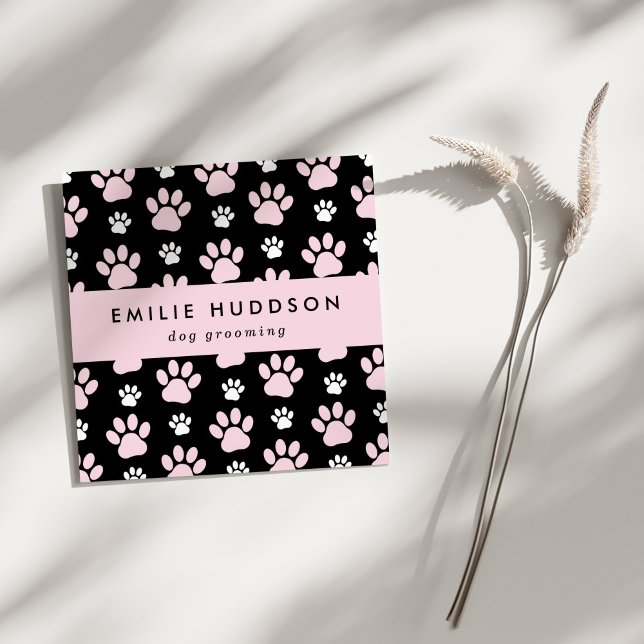 Cartão De Visita Quadrado Padrões De Patas, Cachorro, Cachorro-Walker, Compr (Criador carregado)