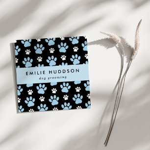 Cartão De Visita Quadrado Padrões De Patas, Cachorro, Cachorro-Walker, Compr