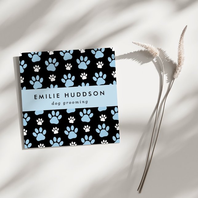 Cartão De Visita Quadrado Padrões De Patas, Cachorro, Cachorro-Walker, Compr (Criador carregado)