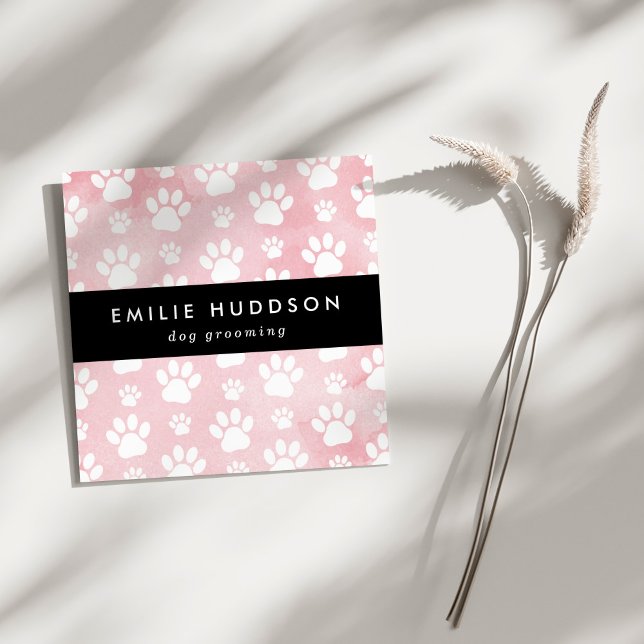 Cartão De Visita Quadrado Padrões De Patas, Cachorro, Cachorro-Walker, Compr (Criador carregado)