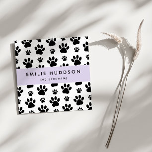 Cartão De Visita Quadrado Padrões De Patas, Cachorro, Cachorro-Walker, Compr