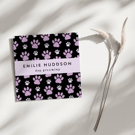 Cartão De Visita Quadrado Padrões De Patas, Cachorro, Cachorro-Walker, Compr