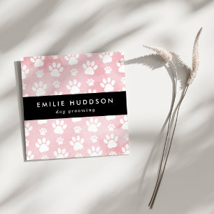 Cartão De Visita Quadrado Padrões De Patas, Cachorro, Cachorro-Walker, Compr