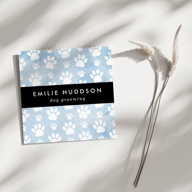 Cartão De Visita Quadrado Padrões De Patas, Cachorro, Cachorro-Walker, Compr (Criador carregado)