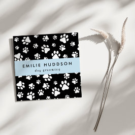 Cartão De Visita Quadrado Padrões De Patas, Cachorro, Cachorro-Walker, Compr