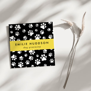 Cartão De Visita Quadrado Padrões De Patas, Cachorro, Cachorro-Walker, Compr