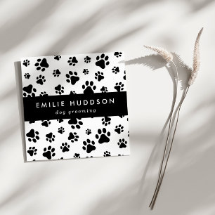 Cartão De Visita Quadrado Padrões De Patas, Cachorro, Cachorro-Walker, Compr