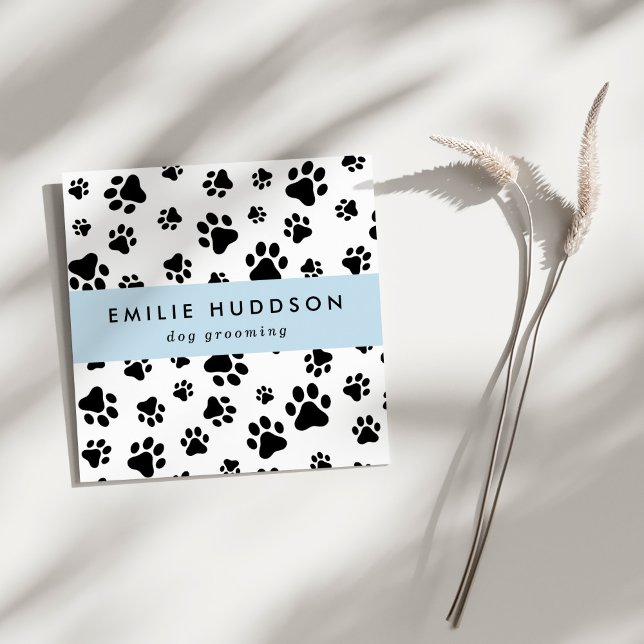 Cartão De Visita Quadrado Padrões De Patas, Cachorro, Cachorro-Walker, Compr (Criador carregado)