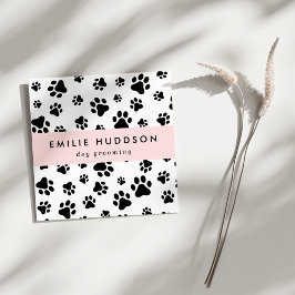 Cartão De Visita Quadrado Padrões De Patas, Cachorro, Cachorro-Walker, Compr