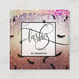 Cartão De Visita Quadrado Padrões de traços Dourados de gotejamento Muitas t