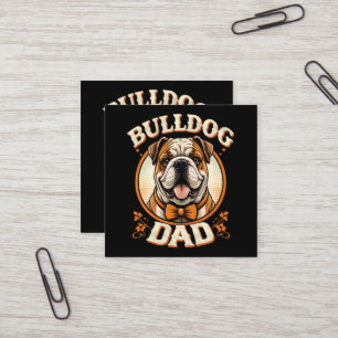 Cartão De Visita Quadrado Pai Bulldog – Dia dos Pais com Bulldog Vintage Fof