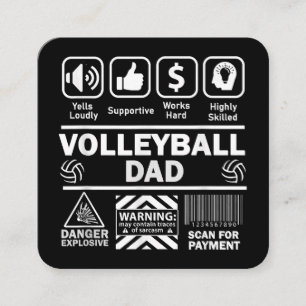 Cartão De Visita Quadrado Pai de Voleibol Conteúdo Engraçado do Esporte Pai