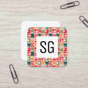 Cartão De Visita Quadrado Painel Quadrado - Iniciais - Abstrato 120623