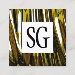 Cartão De Visita Quadrado Painel Quadrado - Iniciais - Abstrato Dourado