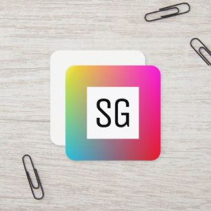 Cartão De Visita Quadrado Painel Quadrado - Iniciais - Gradiente Y,M,B,R,