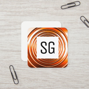 Cartão De Visita Quadrado Painel Quadrado - Iniciais - Laranja Primavera lon