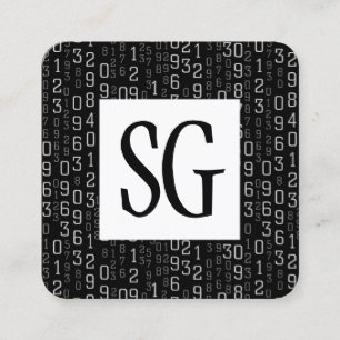 Cartão De Visita Quadrado Painel Quadrado - Iniciais - Números em Cascata