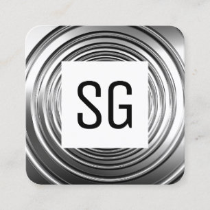 Cartão De Visita Quadrado Painel Quadrado - Iniciais - Primavera longo B&W