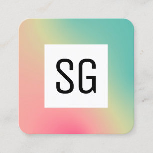 Cartão De Visita Quadrado Painel Quadrado - Iniciais - Quadrado Gradiente B