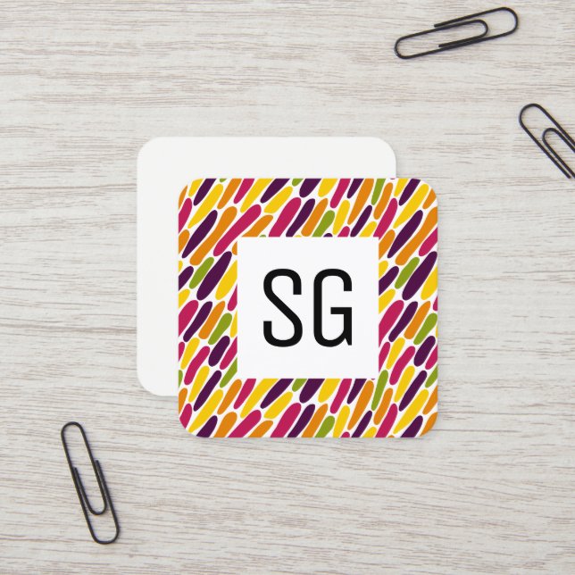 Cartão De Visita Quadrado Painel Quadrado - Iniciais - Splash de Cor 030322 (Frente/Verso In Situ)