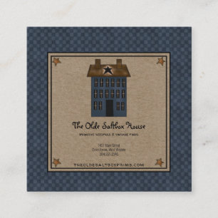 Cartão De Visita Quadrado País Primitivo Saltbox House Estrelas Rusty Kraft