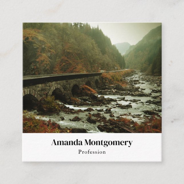 Cartão De Visita Quadrado Paisagem da Natureza Lindo e Motiva (Frente)