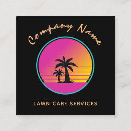 Cartão De Visita Quadrado Paisagem Exótica Exótica da Árvore de Palma Extrav