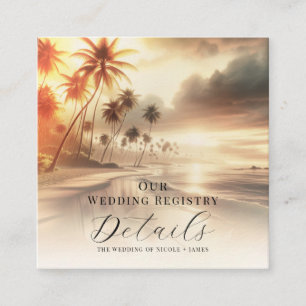 Cartão De Visita Quadrado Palm Trees Coastal Beach Sunrise Registro QR Code