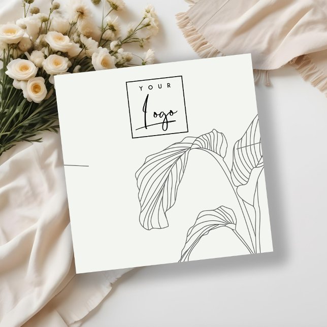 Cartão De Visita Quadrado Palma Branca Negra Deixa O Colar De Desenho (Criador carregado)