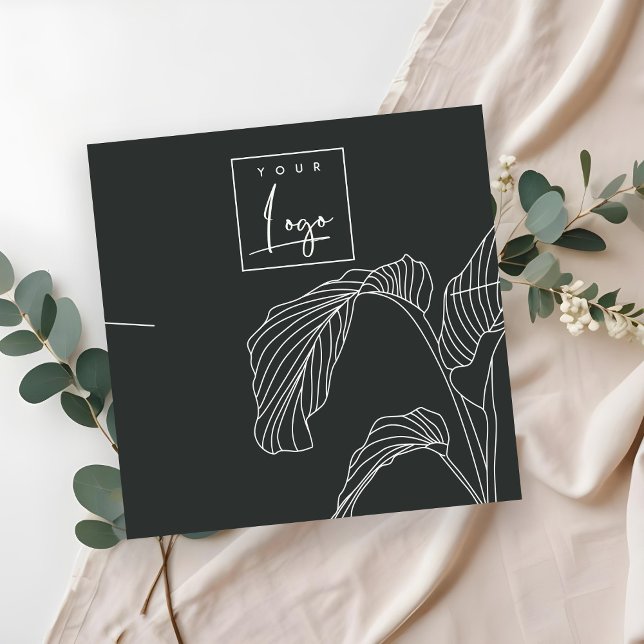 Cartão De Visita Quadrado Palma Branca Negra Deixa O Colar De Desenho (Criador carregado)